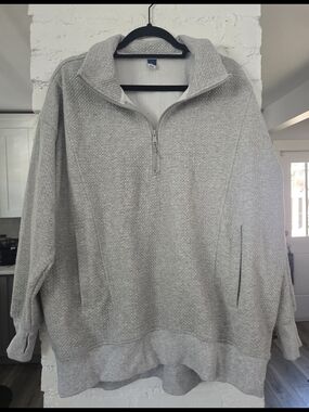 Women's Heather Grey Half-Zip Pullover Sweatshirt Hoodie